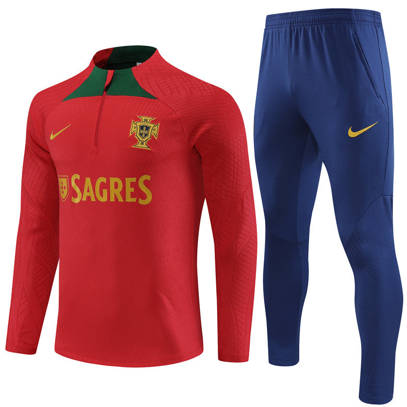 Kit de Treino Portugal 2023/24 Meio Zíper Vermelho