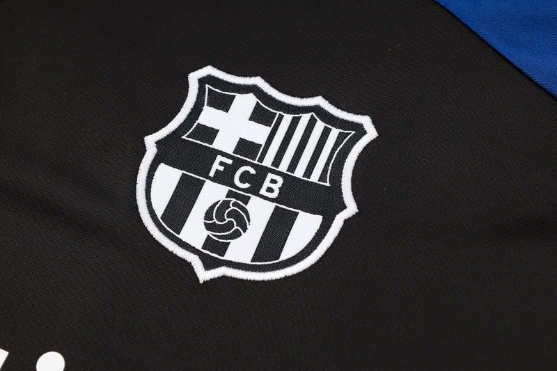 Kit de Treino Barcelona 2024/25 Meio Zíper Azul Preto