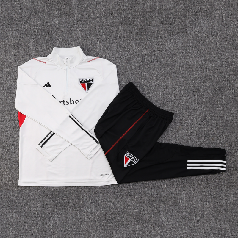 Kit de Treino São Paulo 2023/24 Meio Zíper Branco cinzento - Lp Sports Wear 