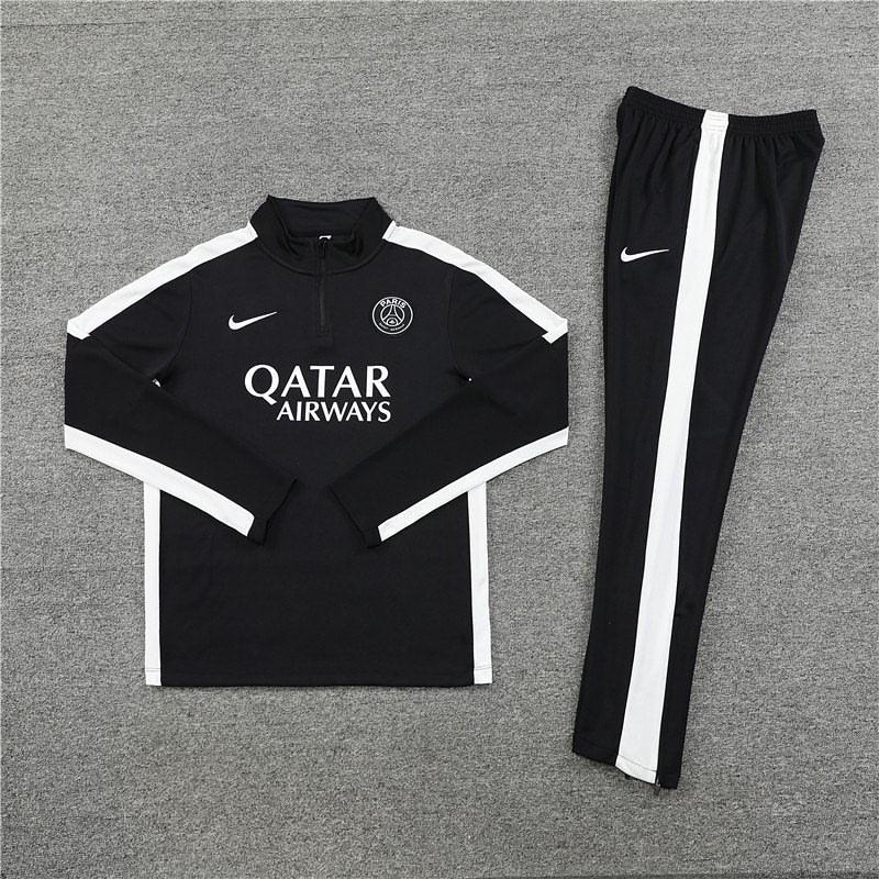 Kit de Treino PSG 2023/24 Meio Zíper Preto e Branco - Lp Sports Wear 