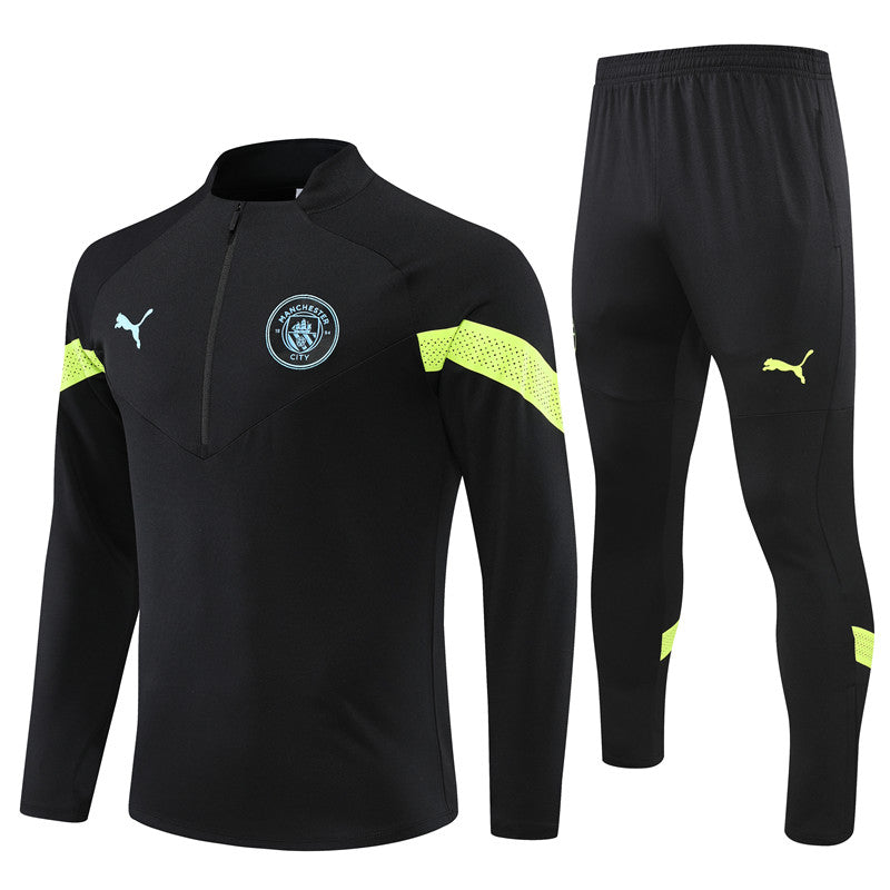 Kit de Treino Manchester City 2022/23 Meio Zíper Preto