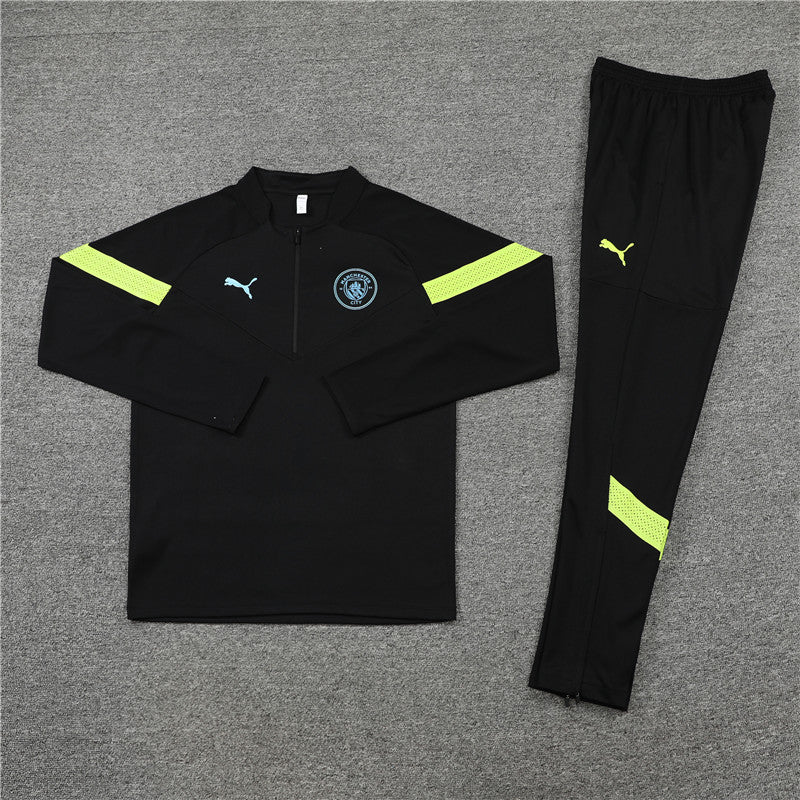 Kit de Treino Manchester City 2022/23 Meio Zíper Preto