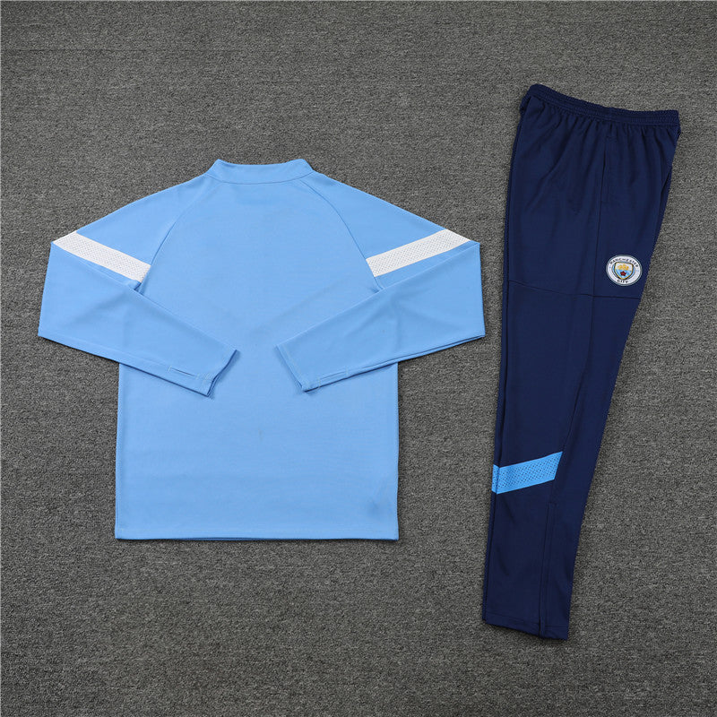 Kit de Treino Manchester City 2022/23 Meio Zíper Azul