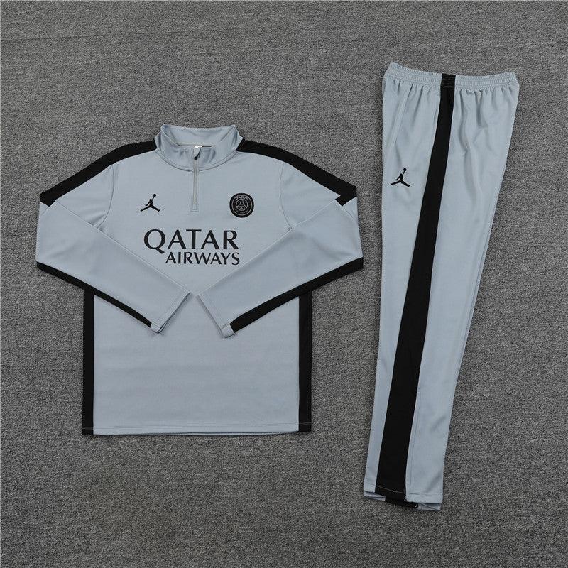 Kit de Treino PSG 2023/24 Meio Zíper Cinza e Preto - Lp Sports Wear 