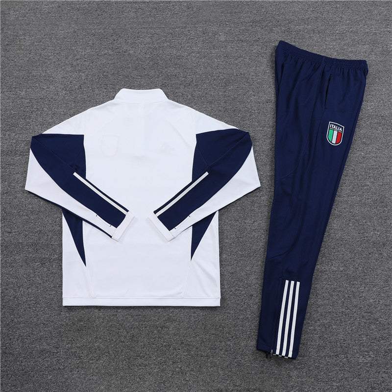 Kit de Treino Itália 2023/24 Meio Zíper Branco e Azul - Lp Sports Wear 