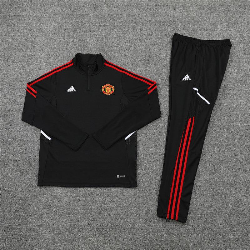 Kit de Treino Manchester United 2022/23 Meio Zíper Preto e Vermelho - Lp Sports Wear 