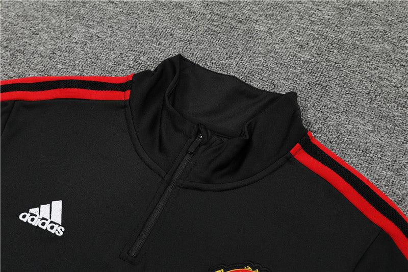 Kit de Treino Manchester United 2022/23 Meio Zíper Preto e Vermelho - Lp Sports Wear 