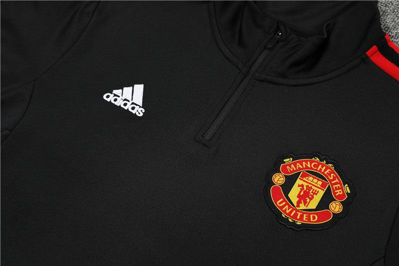 Kit de Treino Manchester United 2022/23 Meio Zíper Preto e Vermelho - Lp Sports Wear 