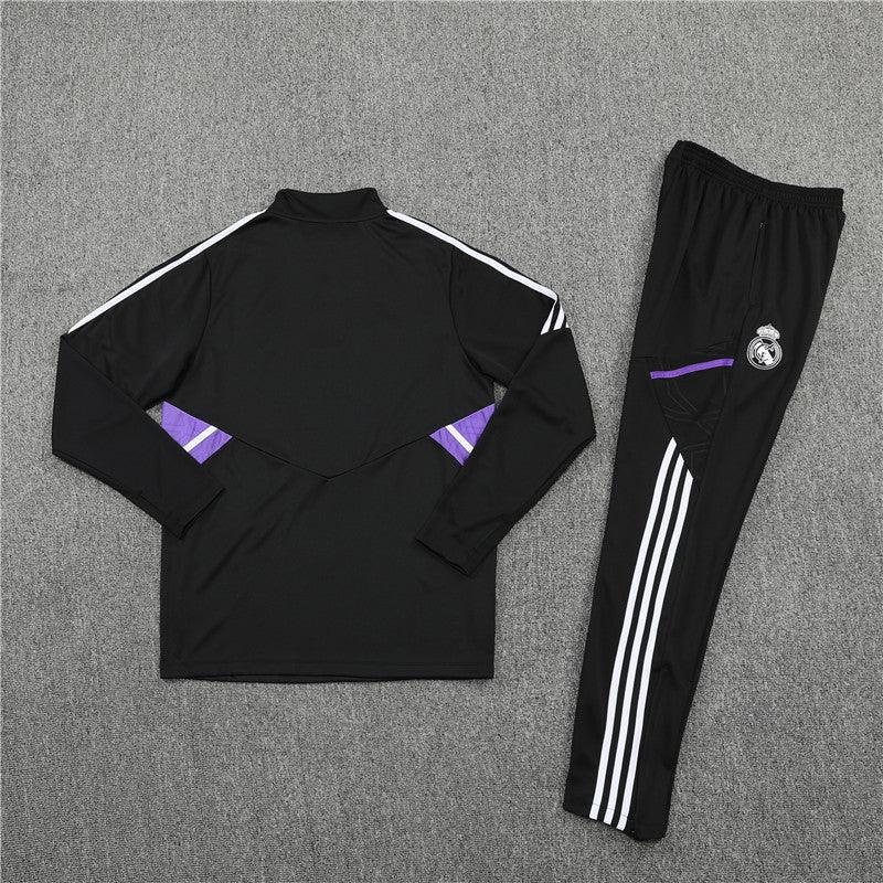 Kit de Treino Real Madrid 2022/23 Meio Zíper Preto e Roxo - Lp Sports Wear 