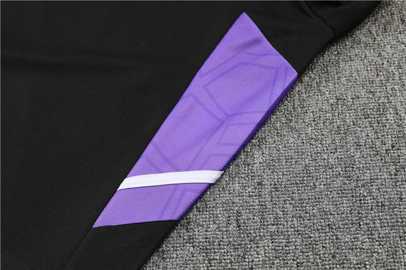 Kit de Treino Real Madrid 2022/23 Meio Zíper Preto e Roxo - Lp Sports Wear 