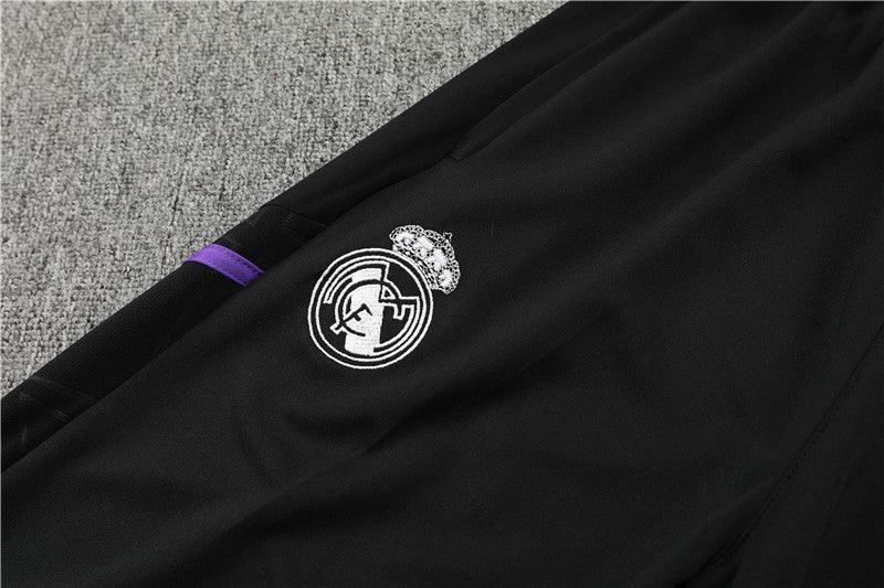 Kit de Treino Real Madrid 2022/23 Meio Zíper Preto e Roxo - Lp Sports Wear 