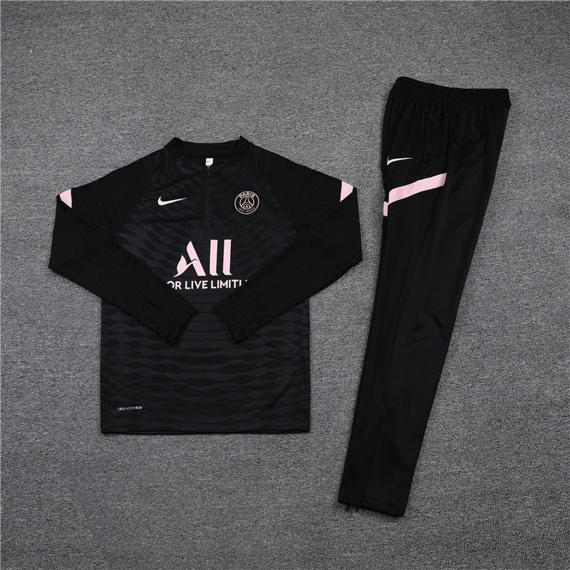 Kit de Treino PSG 2021/22 Meio Zíper Preto e Rosa - Lp Sports Wear 