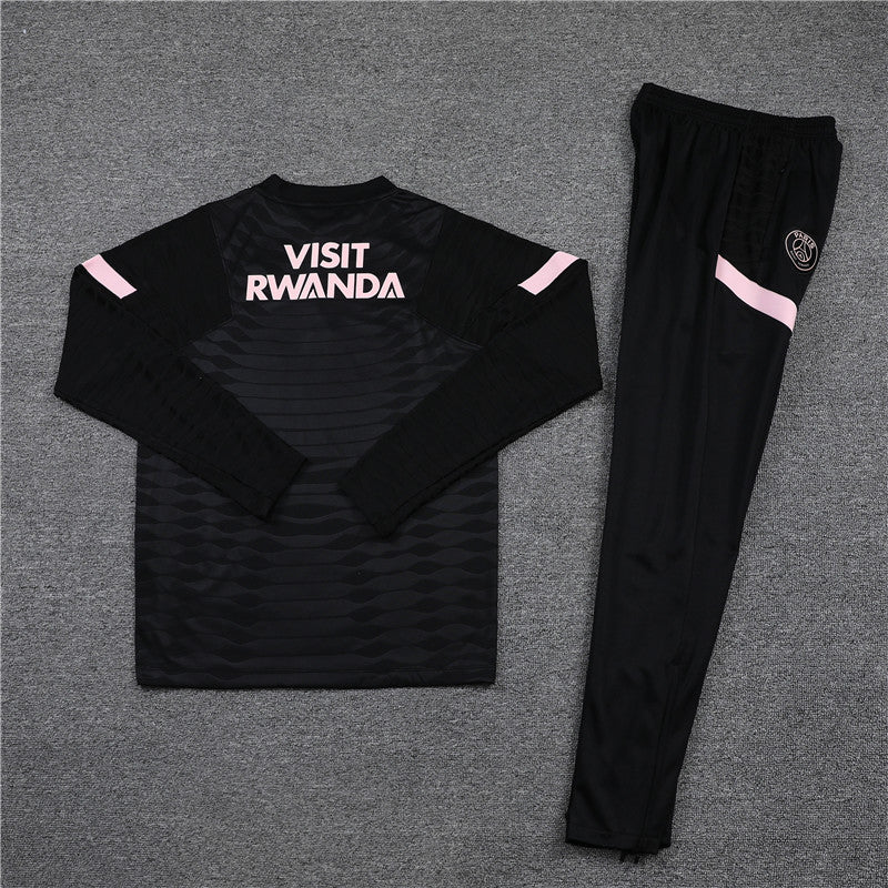 Kit de Treino PSG 2021/22 Meio Zíper Preto e Rosa - Lp Sports Wear 