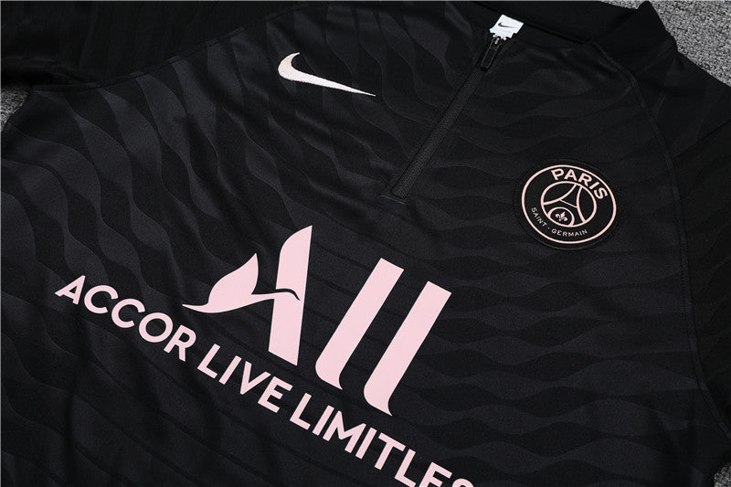 Kit de Treino PSG 2021/22 Meio Zíper Preto e Rosa - Lp Sports Wear 