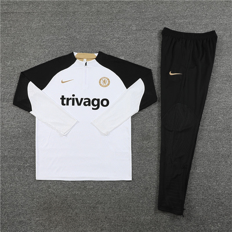 Kit de Treino Chelsea 2023/24 Meio Zíper Preto e Branco - Lp Sports Wear 