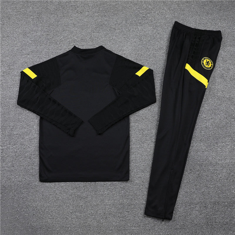 Kit de Treino Chelsea 2021/22 Meio Zíper Preto e Amarelo - Lp Sports Wear 