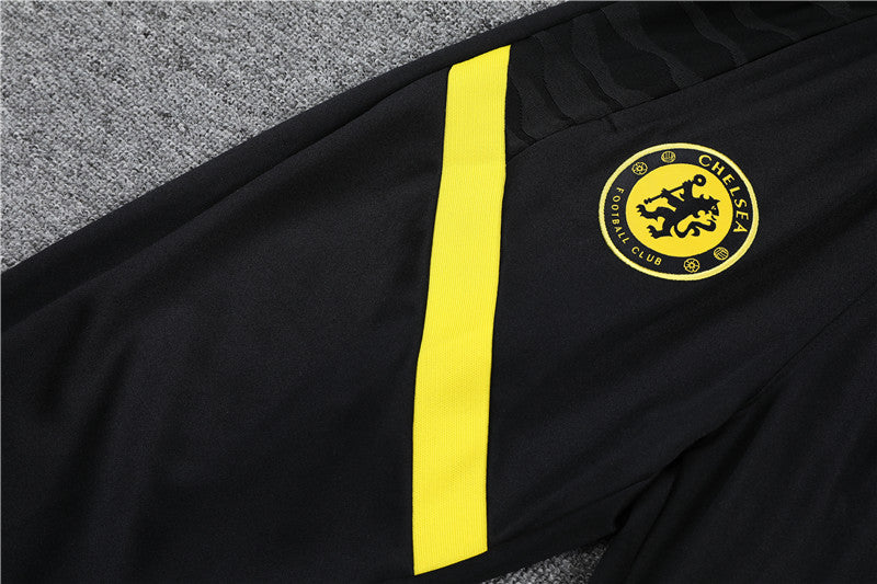 Kit de Treino Chelsea 2021/22 Meio Zíper Preto e Amarelo - Lp Sports Wear 