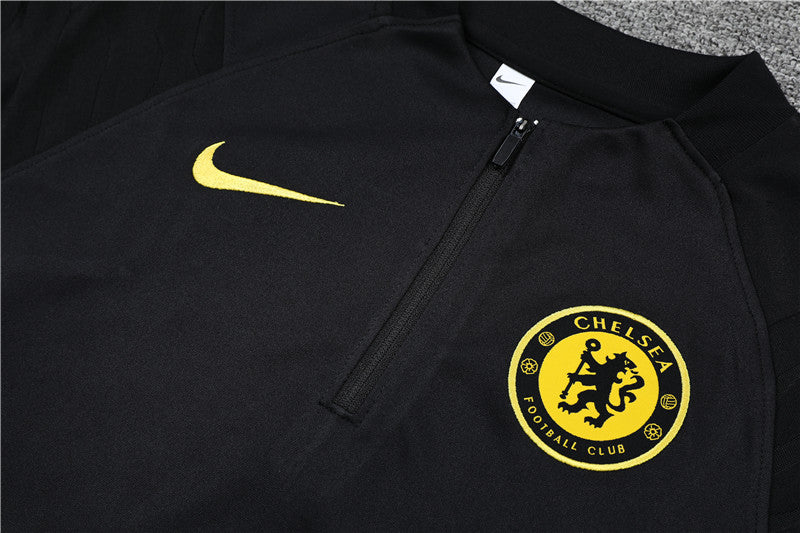 Kit de Treino Chelsea 2021/22 Meio Zíper Preto e Amarelo - Lp Sports Wear 