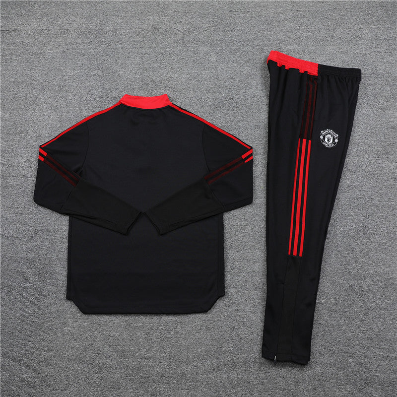 Kit de Treino Manchester United 2021/22 Meio Zíper Preto e Vermelho - Lp Sports Wear 