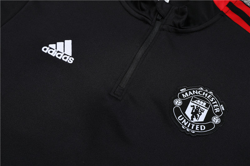 Kit de Treino Manchester United 2021/22 Meio Zíper Preto e Vermelho - Lp Sports Wear 