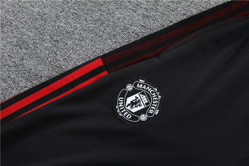 Kit de Treino Manchester United 2021/22 Meio Zíper Preto e Vermelho - Lp Sports Wear 