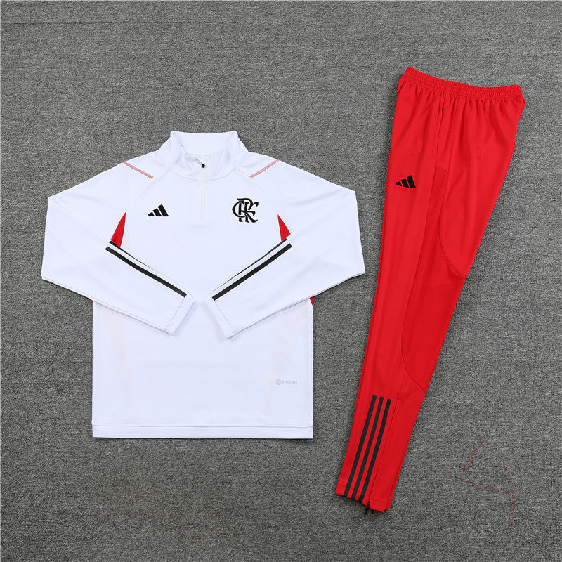 Kit de Treino Flamengo 2023/24 Meio Zíper Branco e Vermelho - Lp Sports Wear 