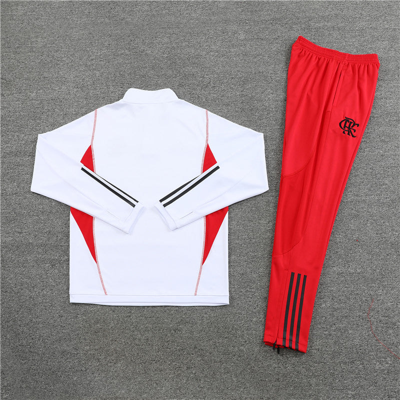 Kit de Treino Flamengo 2023/24 Meio Zíper Branco e Vermelho - Lp Sports Wear 