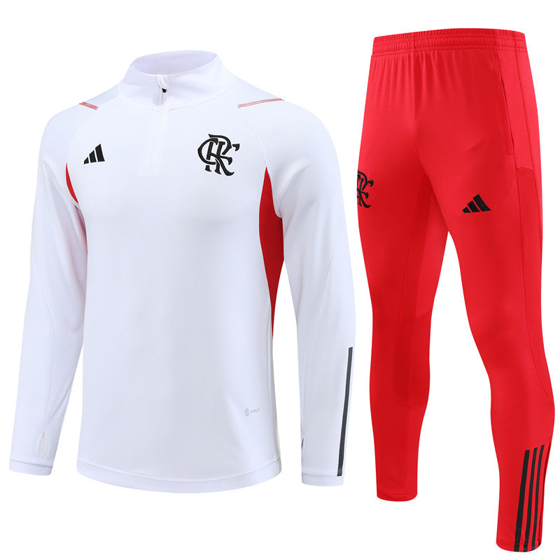 Kit de Treino Flamengo 2023/24 Meio Zíper Branco e Vermelho - Lp Sports Wear 