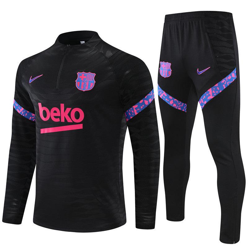 Kit de Treino Barcelona 2021/22 Meio Zíper Preto e Lilás - Lp Sports Wear 