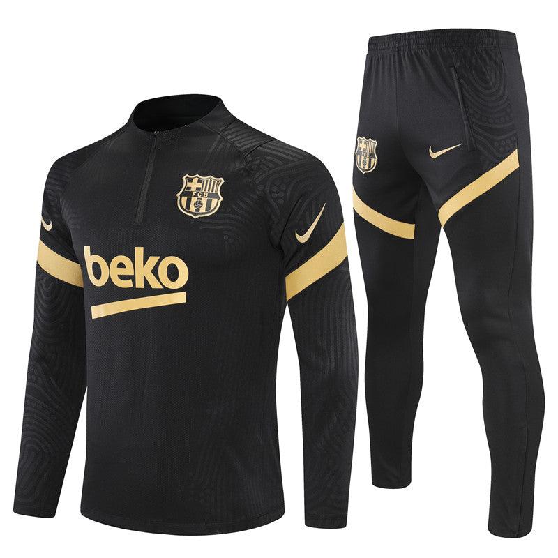 Kit de Treino Barcelona 2020/21 Meio Zíper Preto e Dourado - Lp Sports Wear 