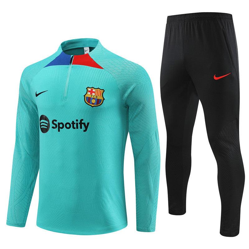 Kit de Treino Barcelona 2023/24 Meio Zíper Verde Água - Lp Sports Wear 