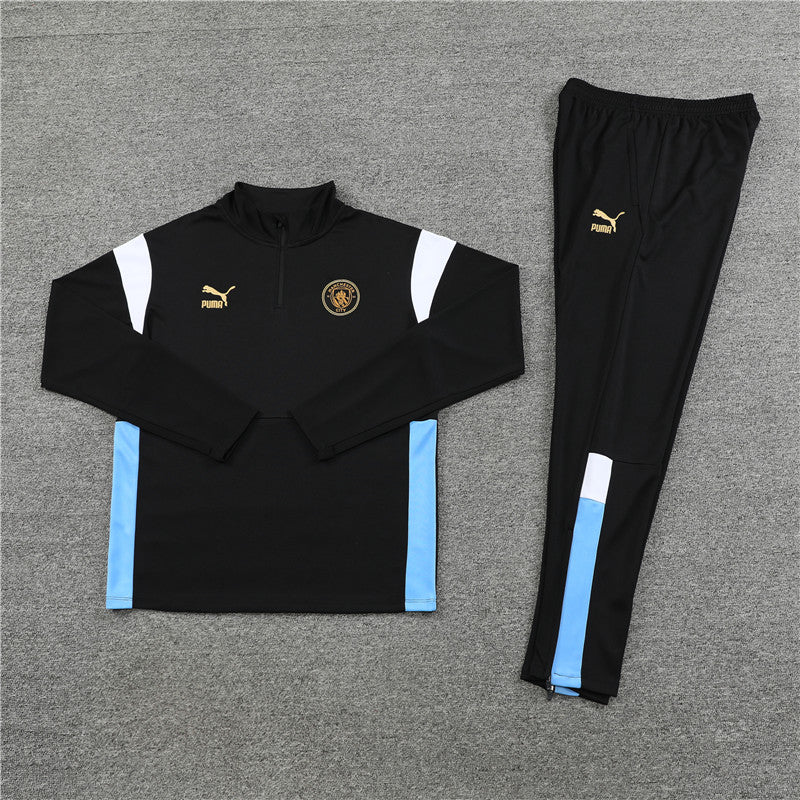 Kit de Treino Manchester City 2023/24 Meio Zíper Preto