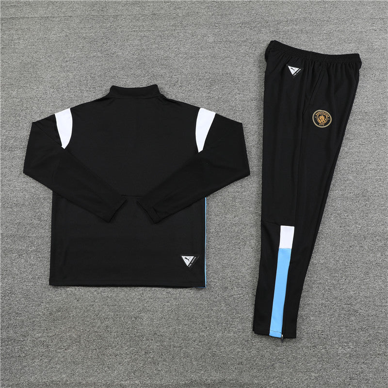 Kit de Treino Manchester City 2023/24 Meio Zíper Preto