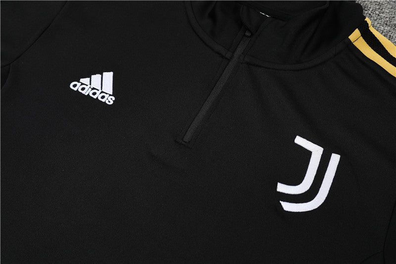 Kit de Treino Juventus 2022/23 Meio Zíper Preto e Amarelo