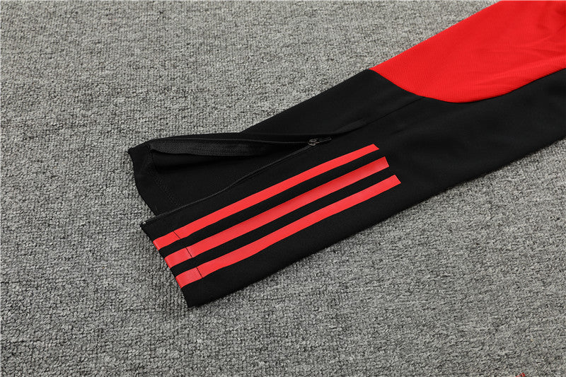 Kit de Treino Manchester United 2023/24 Meio Zíper Vermelho