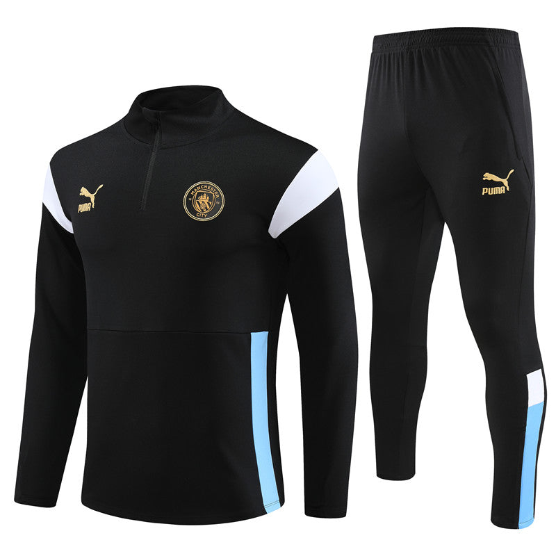 Kit de Treino Manchester City 2023/24 Meio Zíper Preto