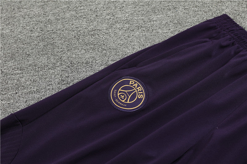 Kit de Treino PSG 2023/24 Meio Zíper Creme e Roxo