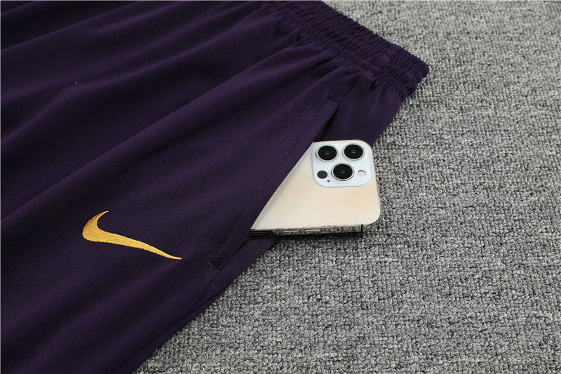 Kit de Treino PSG 2023/24 Meio Zíper Creme e Roxo