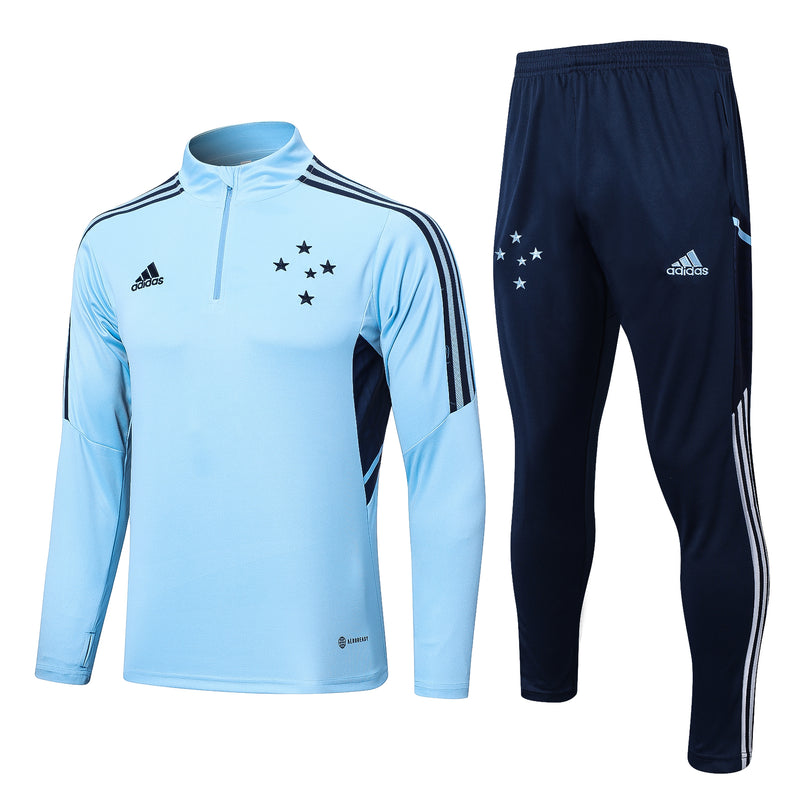 Kit de Treino Cruzeiro 2022/23 Meio Zíper Azul Claro