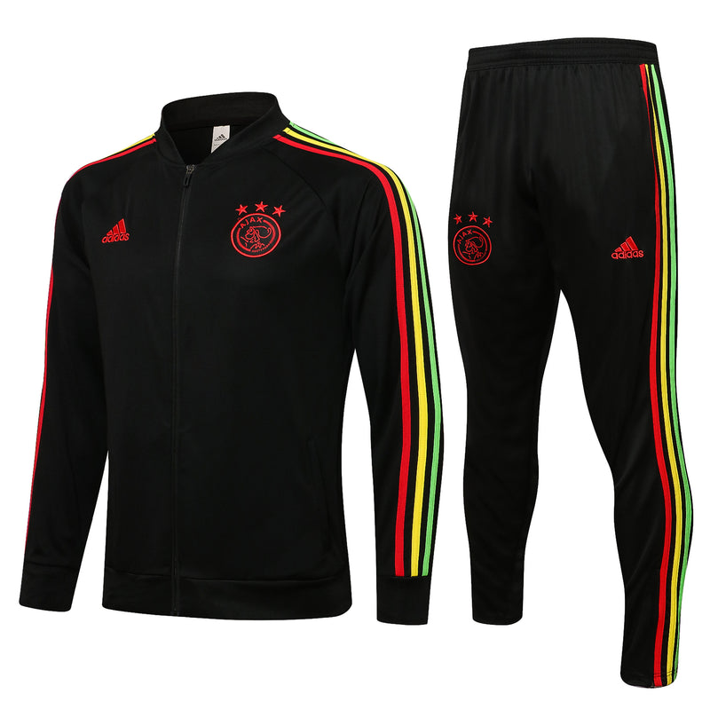 Conjunto Agasalho de Treino Ajax 2021/22 Zíper Longo Preto