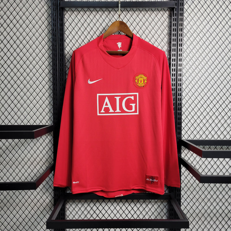 Camisa Manga Longa Retrô do Manchester United  2007/08