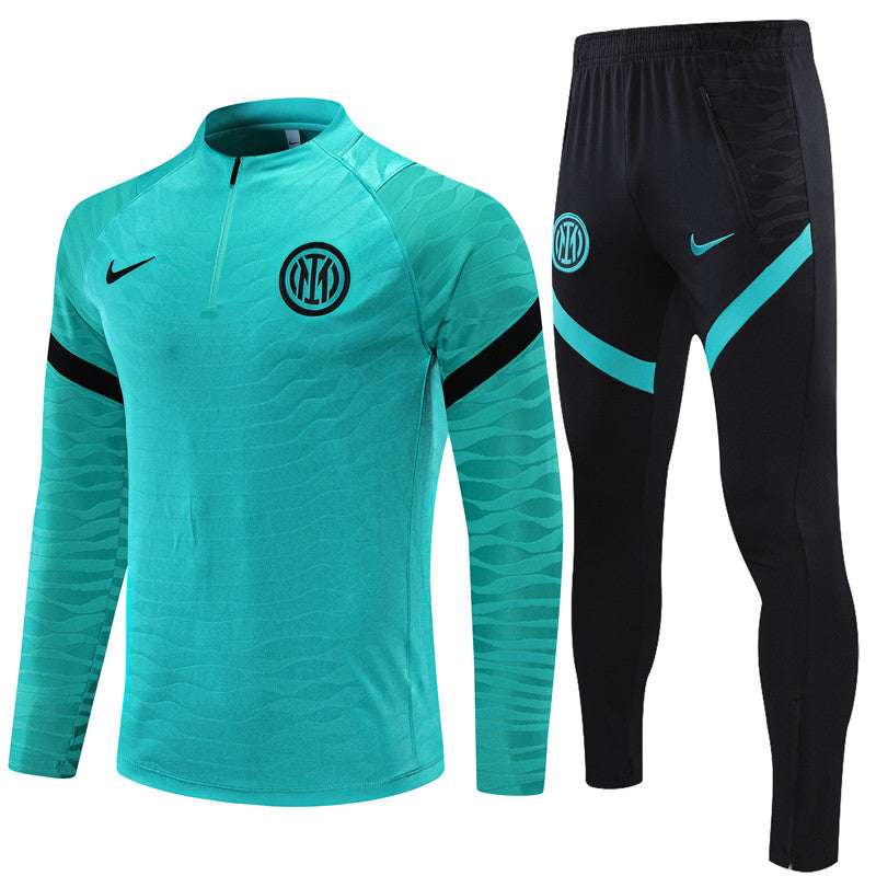 Kit de Treino Inter de Milão 2021/22  Meio Zíper Ciano