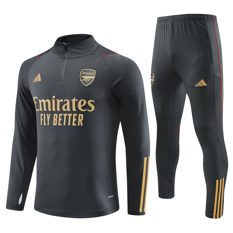 Kit de Treino Arsenal 2023/24 Meio Zíper Cinza