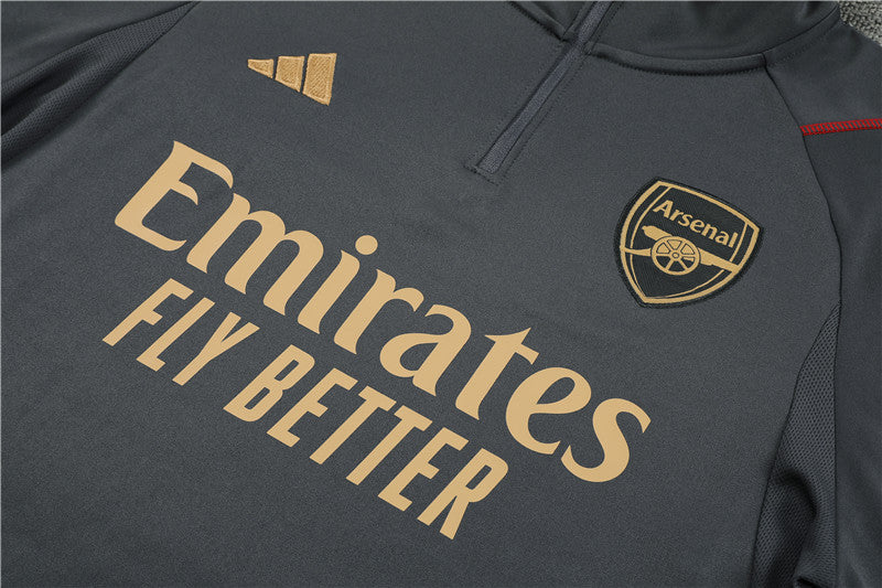 Kit de Treino Arsenal 2023/24 Meio Zíper Cinza