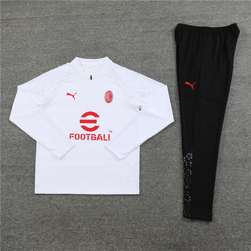 Kit de Treino Ac Milan 2023/24 Meio Zíper Branco