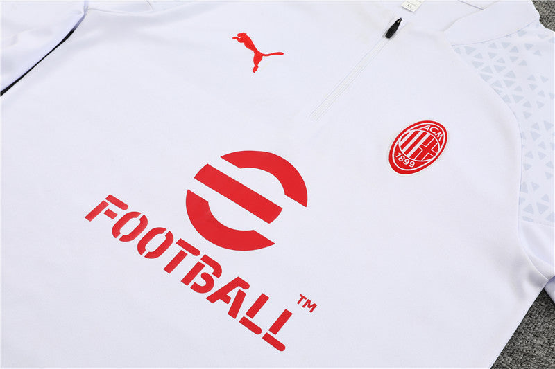 Kit de Treino Ac Milan 2023/24 Meio Zíper Branco