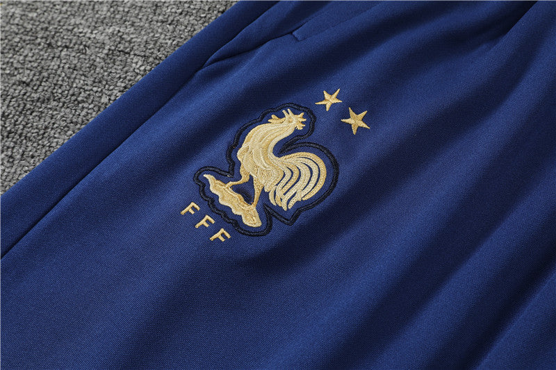 Kit de Treino França 2022/23 Meio Zíper Branco e Azul