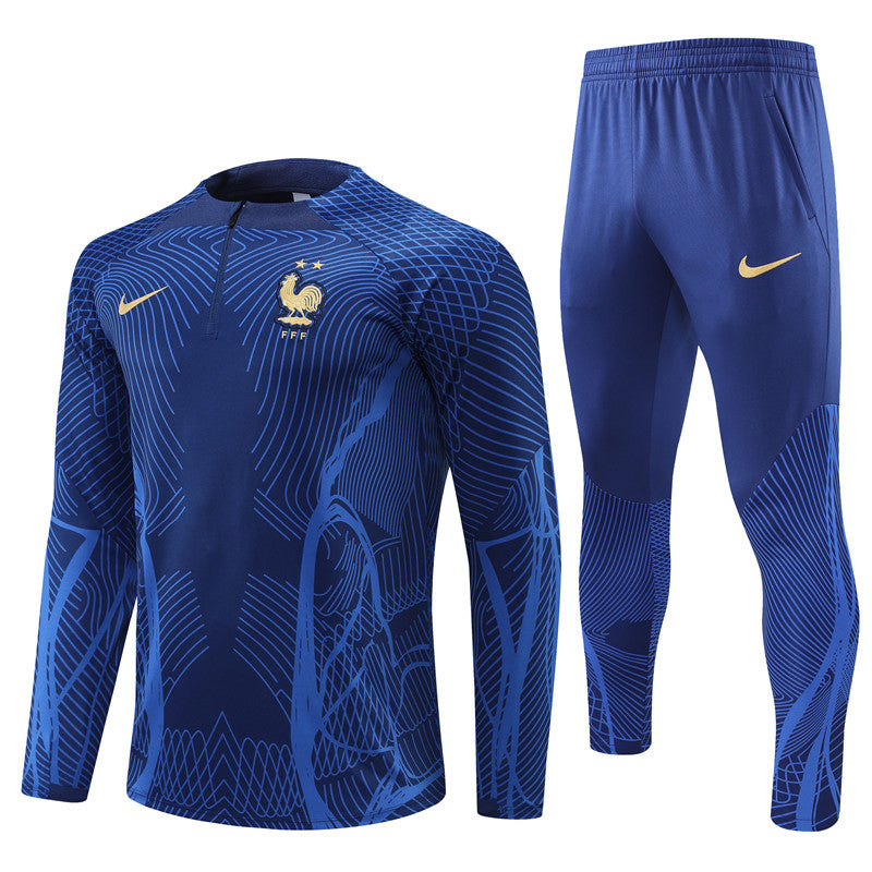 Kit de Treino França 2022/23 Meio Zíper Azul