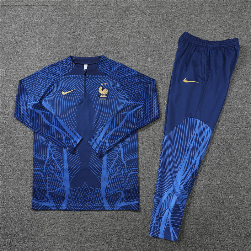 Kit de Treino França 2022/23 Meio Zíper Azul