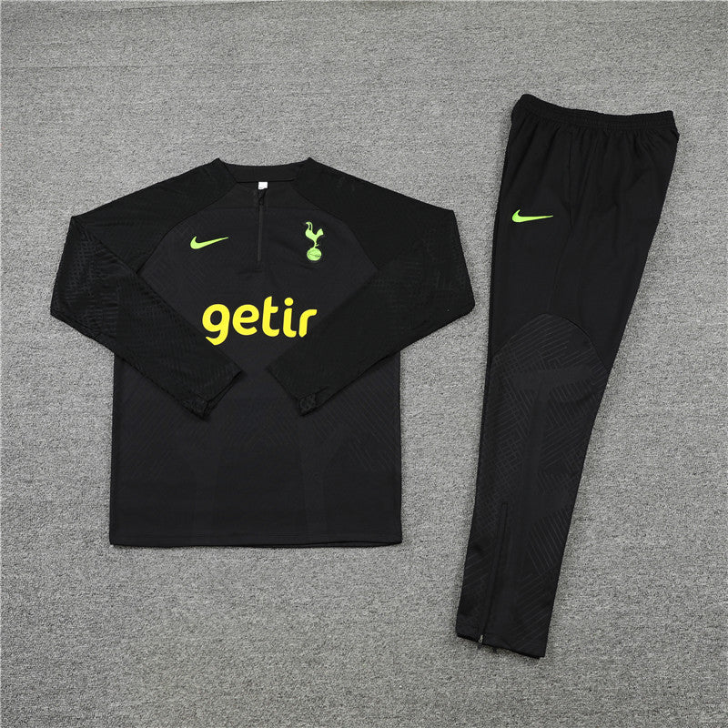 Kit de Treino Tottenham 2022/23 Meio Zíper Preto